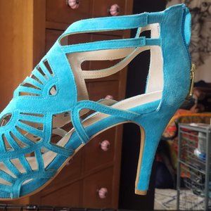 adrienne vittadini blue swuede heels